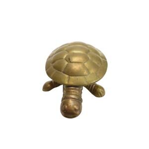 Vintage Brass Turtle Trinket Box Hinged Tortoise Figurine Box